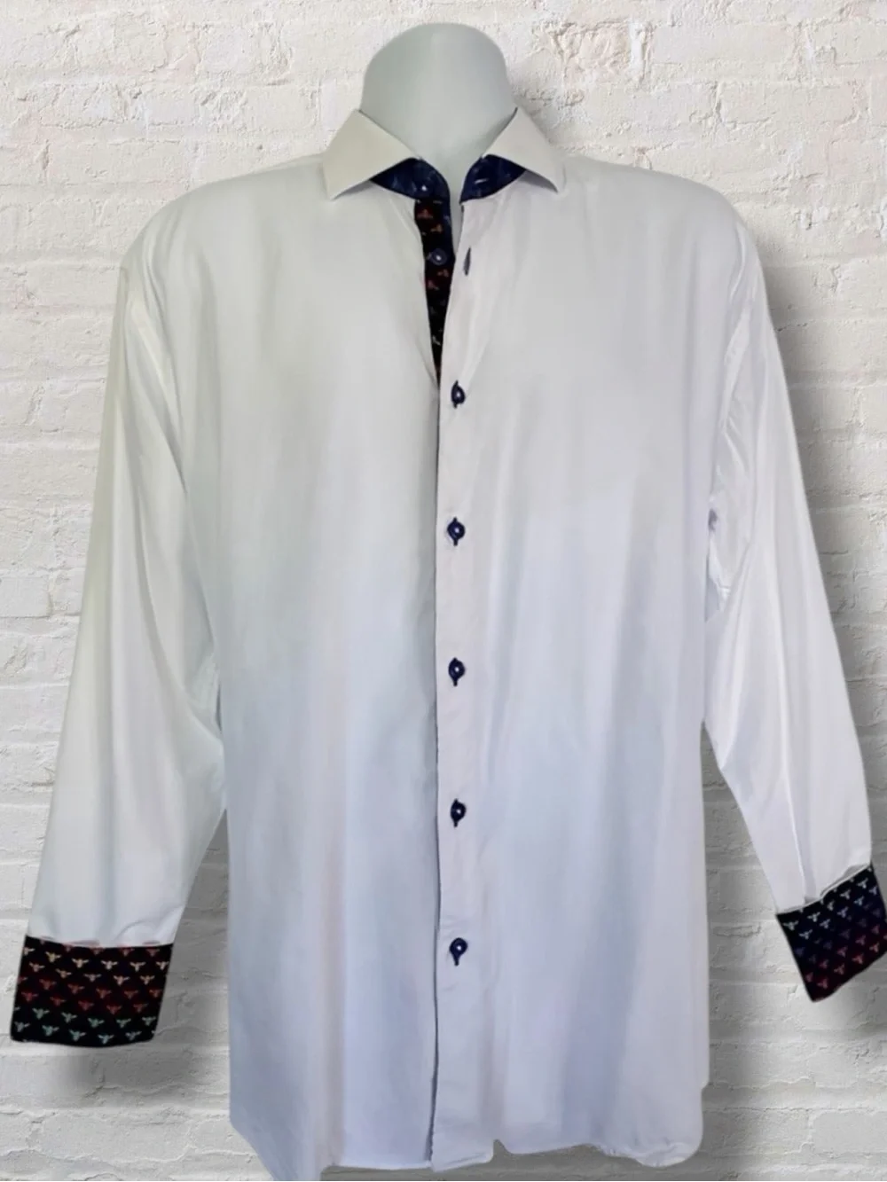 Maceoo Einstein Gem White Dress Shirt 5XL Contrast Bee Print Designer